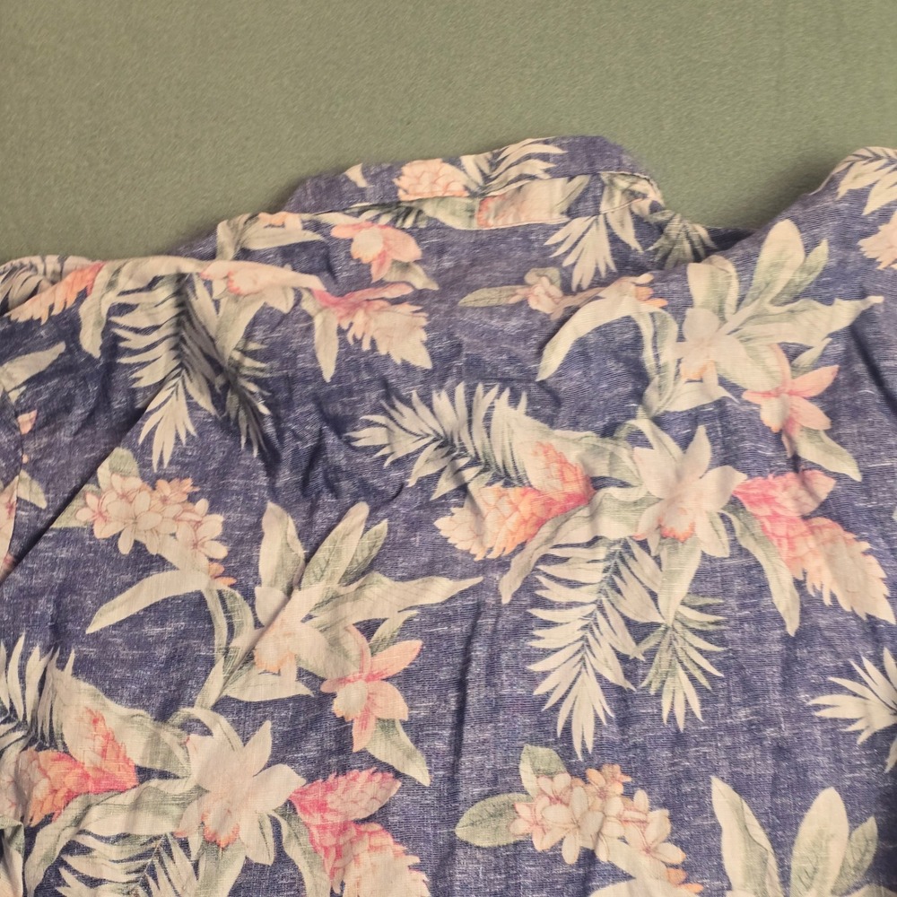 Tommy Bahama Barbados Breeze Stretch Linen Floral Shirt Blue Pink Mens 2XLB - Picture 16 of 16